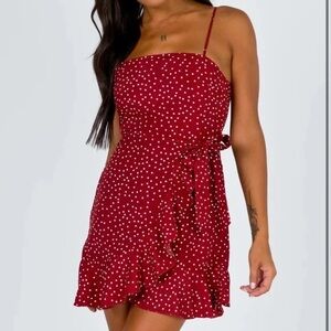 Princess Polly Caesura Red Polka Dot Mini Dress 4